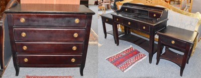 Lot 1136 - A Suite of Modern Dark Stained Bedroom...