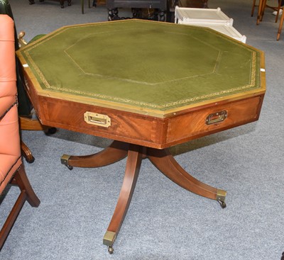 Lot 1151 - A Reproduction Mahogany Octagonal Campaign...