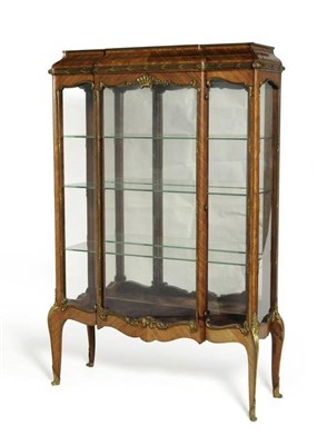 Lot 1298 - A Louis XV Style Kingwood and Gilt Metal Mounted Breakfront Vitrine, late 19th century, with...