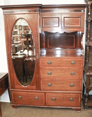 Lot 1281 - An Edwardian Mohogany Compactum Wardrobe,...