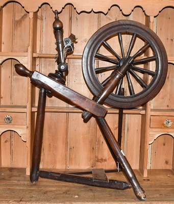 Lot 1194 - A 19th Century Spinning Wheel, 86cm