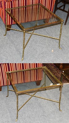 Lot 1117 - A Pair of 20th Century Brass Square End Tables,...