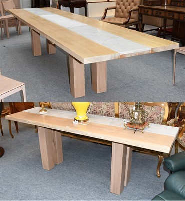 Lot 1300A - A Large Modern Beech Rectangular Dining Table,...