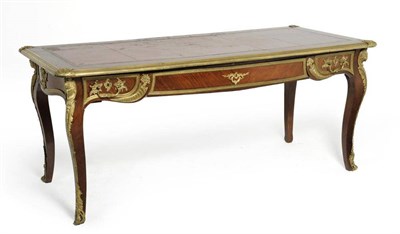 Lot 1299 - A Louis XV Style Kingwood and Gilt Metal Mounted Bureau  Plat, late 19th century, the red...