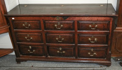 Lot 1170 - An 18th Century Oak Lancashire Chest, cross...