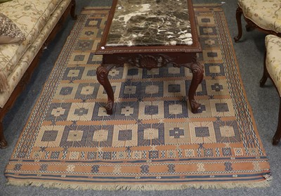 Lot 1090 - A Turkish Flat Weave Rug, the pale terracotta...