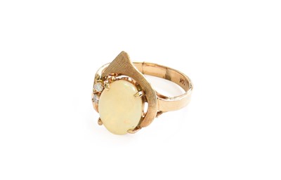 Lot 30 - An Opal and Diamond Ring, stamped '14K',...