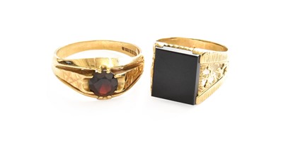 Lot 39 - A 9 Carat Gold Garnet Ring, finger size Y and...