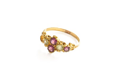 Lot 46 - A Chrysoberyl and Garnet Ring, unmarked,...