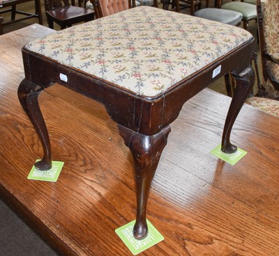 Lot 1293 - A George II Oak Stool, with embroidered...