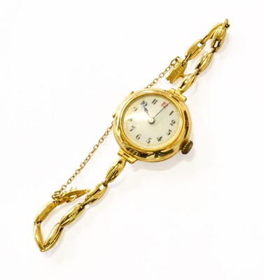 Lot 221 - A Lady's 18 Carat Gold Enamel Dial Wristwatch,...