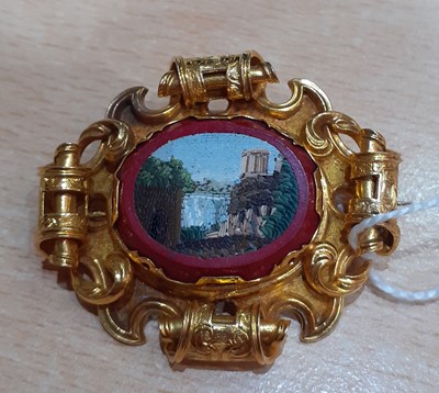 Lot 2176 - A Victorian Micro Mosaic Brooch the oval red...