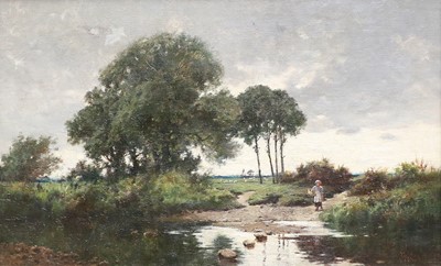 Lot 1039 - John Finnie (1829-1907) "The Brook" Oil on...