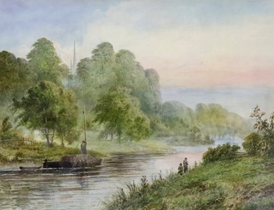 Lot 1047 - Edward Lait (19th century) "Hay Barge on the...