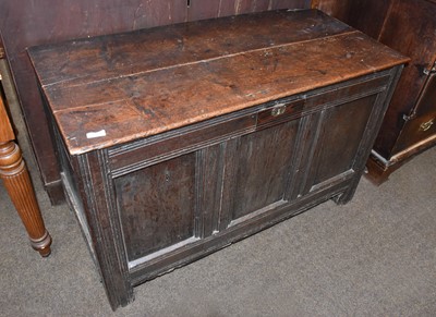 Lot 1255 - An 18th Century Panelled Oak Coffer, 109cm by...