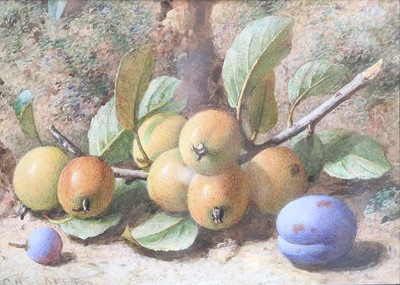 Lot 1052 - C* H* Slater Still life of stone fruits Signed,...