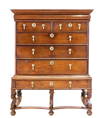 Lot 409 - A Queen Anne Walnut Straight Front Chest on...