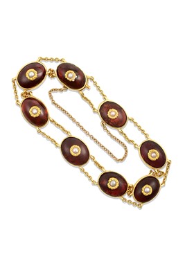 Lot 2372 - A Victorian Garnet and Split Pearl Bracelet...