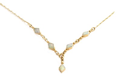 Lot 362 - A 9 Carat Gold Opal Necklace, length 51.5cm (a....
