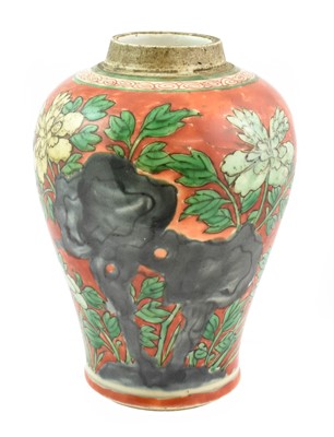 Lot 302 - A Chinese Wucai Porcelain Vase, mid 17th...
