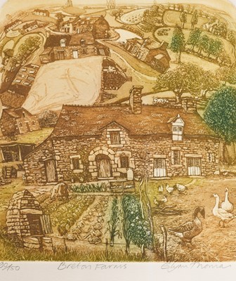 Lot 1047 - Glyn Thomas (b.1946) "Breton Farms" Signed,...