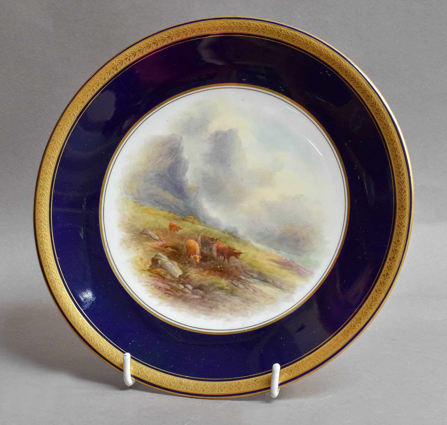 Lot 287 - A Royal Worcester Plate Painted with Highland...