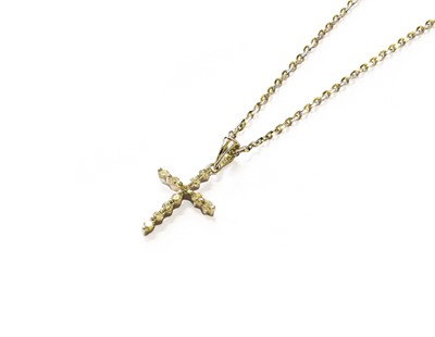 Lot 92 - A Diamond Cross Pendant on Chain, both stamped...