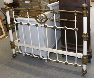 Lot 1346 - A Victorian Painted Brass Double Bed Frame,...