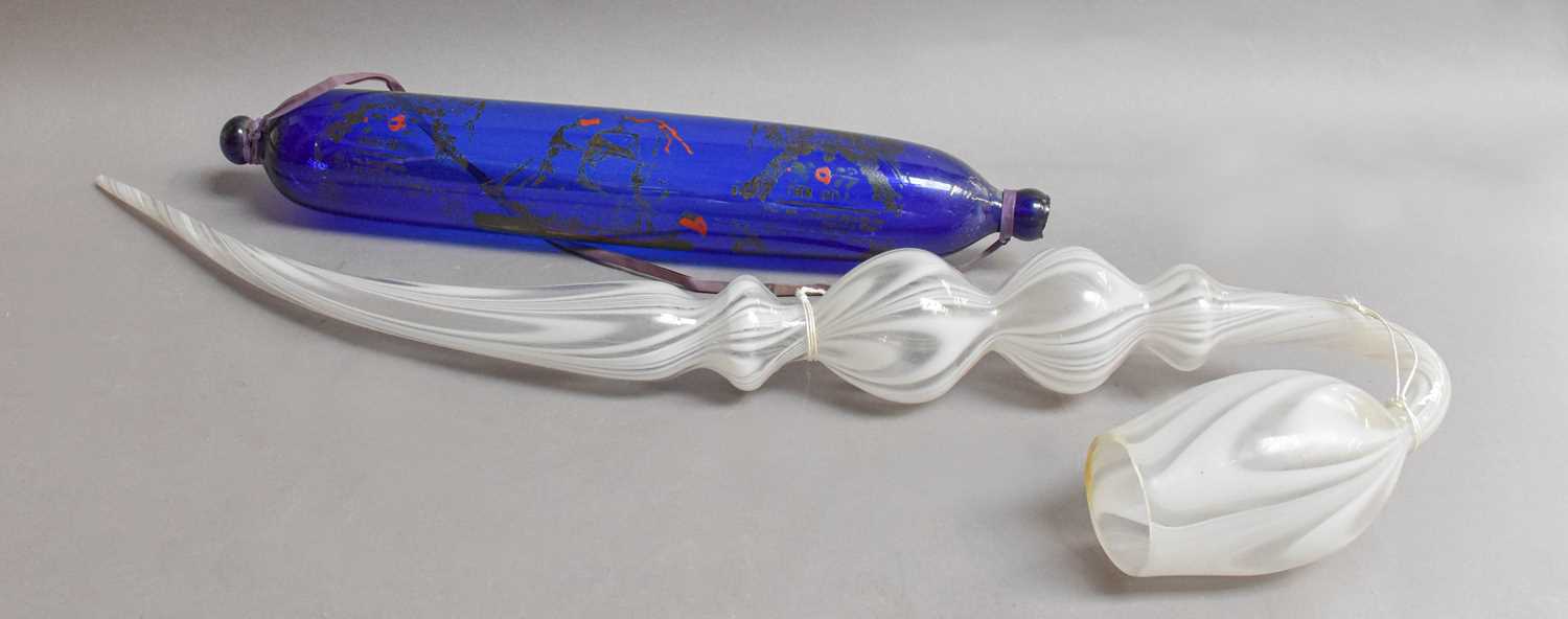 Lot 277 - A Victorian Glass Pipe of Nailsea Type and a...