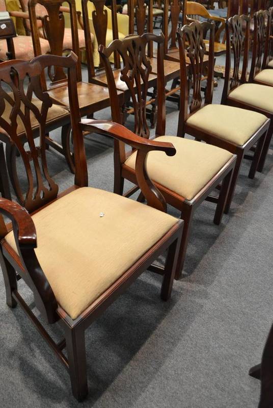 Lot 667 - A set of six Chippendale revival Frank Hudson dining chairs, 57cm wide (armchairs)