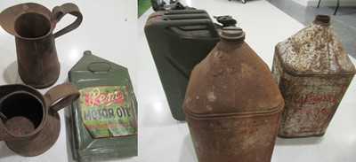 Lot 101 - Two Vintage Agricultural Fuel Cans, Two Oil...