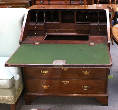 Lot 1317 - A George III Mahogany Bureau, 92cm by 55cm by...