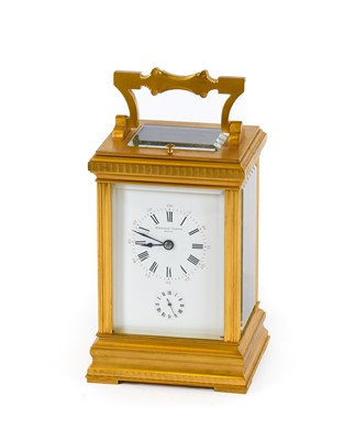 Lot 382 - A Brass Grande Sonnerie Alarm Carriage Clock,...