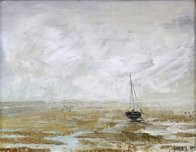 Lot 1015 - Shane Hyde (b.1973) Lone boat Signed and dated...