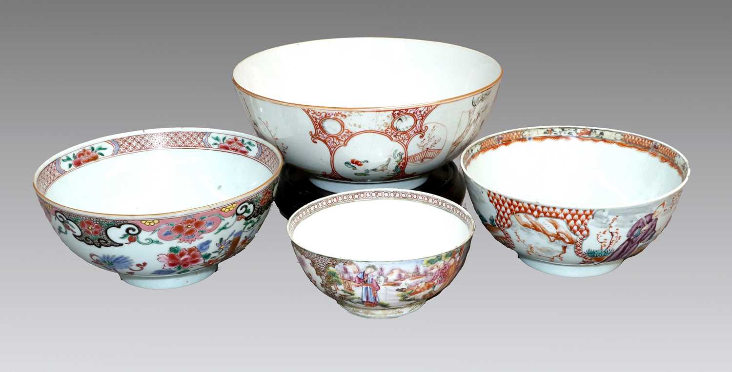 Lot 201 - Four 19th Century Chinese Porcelian Bowls, the...