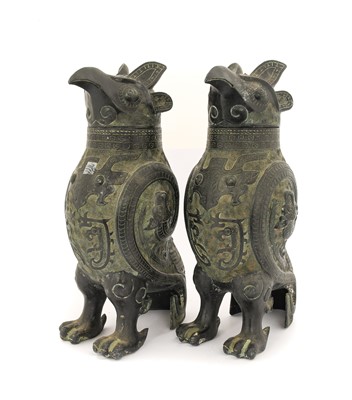 Lot 268 - A Pair of Chinese Bronze Vessels and Covers,...