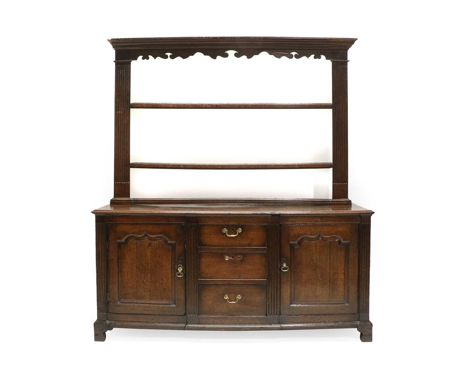 Lot 1460 - A Mid 18th Century Oak Enclosed Dresser and...
