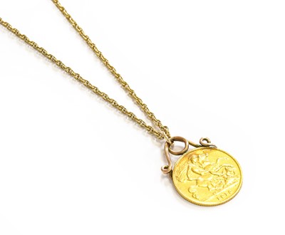 Lot 42 - A 1913 Half Sovereign Pendant on Chain,...