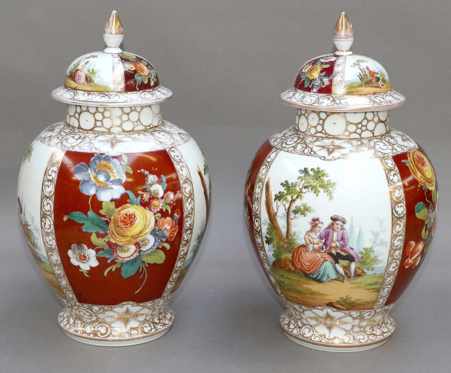 Lot 258 - A Pair of Helena Wolfsohn Vases and Covers,...