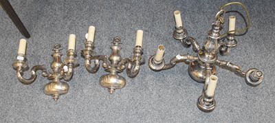 Lot 340 - A Silver Five Light Electrolier with Scroll...