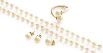 Lot 56 - A Cultured Pearl Necklace, length 48cm; A...