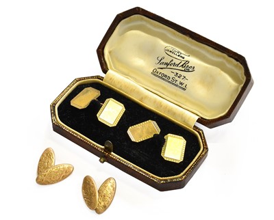 Lot 6 - Two Pairs of 9 Carat Gold Cufflinks