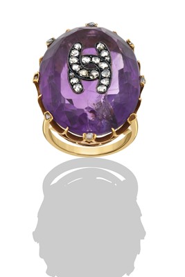 Lot 2430 - A 19th Century Amethyst and Diamond Ring the...