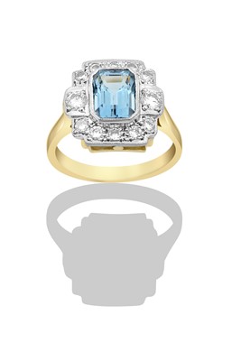 Lot 2262 - An 18 Carat Gold Aquamarine and Diamond...