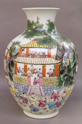 Lot 374 - A Chinese Ovoid Vase, 20th century, painted in...