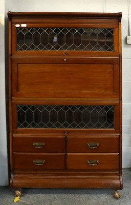 Lot 1377 - A Leaded Mahogany Stacking Bookcase With...