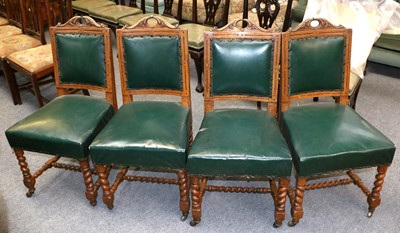 Lot 1307 - Four Oak Board Room Chairs, with barley twist...