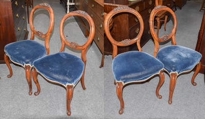 Lot 1331 - Four Victorian Walnut Balloon Back Chairs