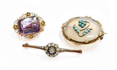 Lot 137 - Three Brooches, comprising of a late Victorian...