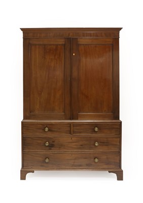 Lot 493 - A Late George III Mahogany Linen Press, early...